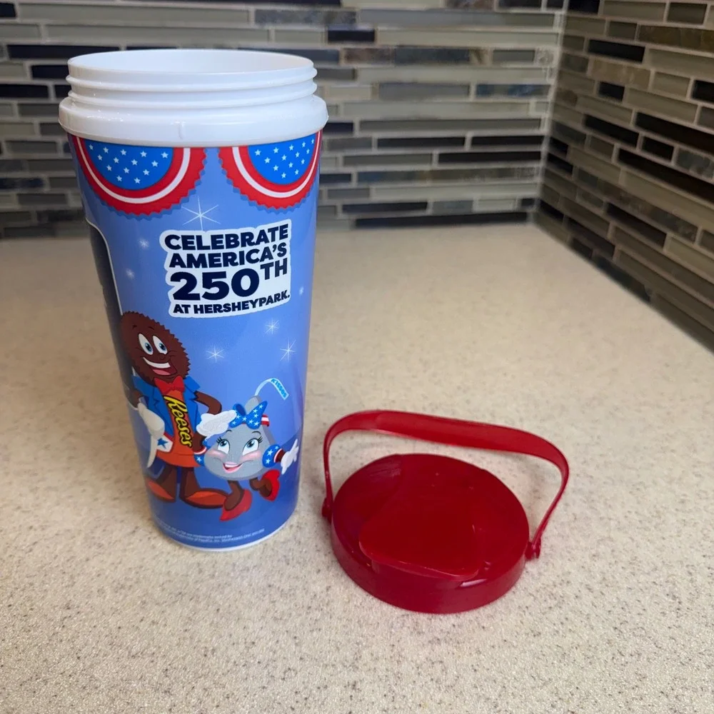 Hersheypark 2026 Souvenir Refillable Cup Tumbler w/ Handle USA 250th Anniversary